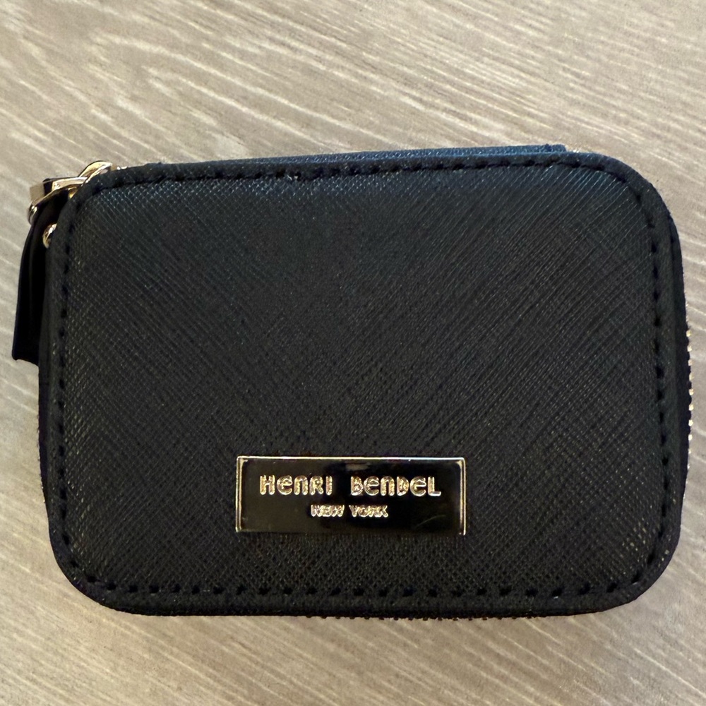 Henri Bendel West 57th Pill Case in Black Genuine Saffiano Leather